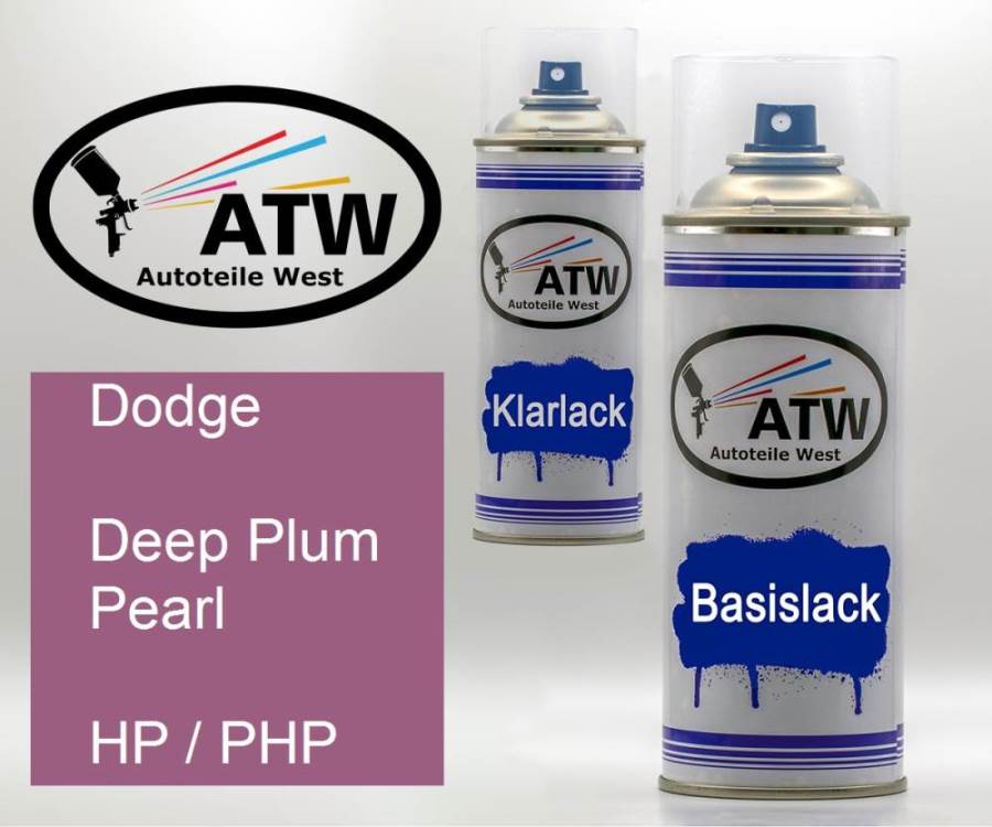 Dodge, Deep Plum Pearl, HP / PHP: 400ml Sprühdose + 400ml Klarlack - Set, von ATW Autoteile West.